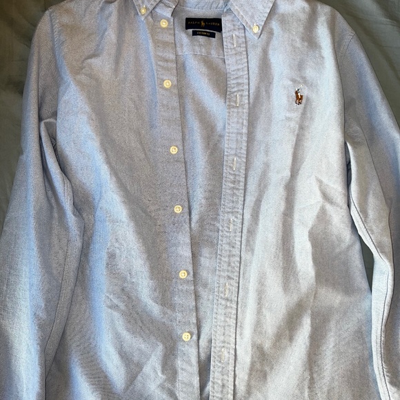 Ralph Lauren Tops - Ralph Lauren Blue Knit Cotton Oxford Shirt